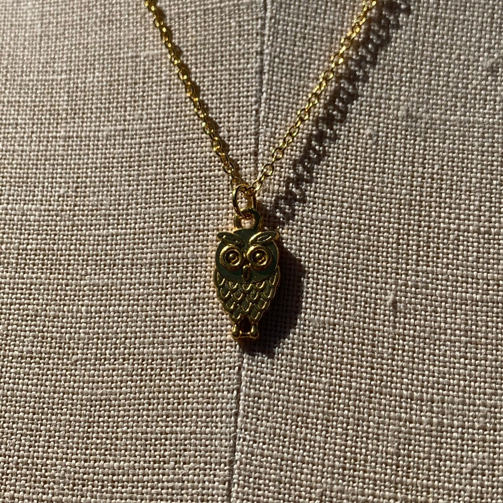 NWT Sterling Silver Plated Chain & Alloy Owl Charm Necklace - Picture 3 of 11